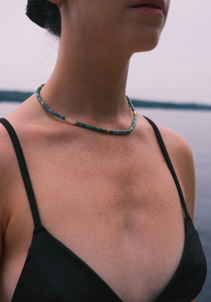 Green jasper & opal necklace