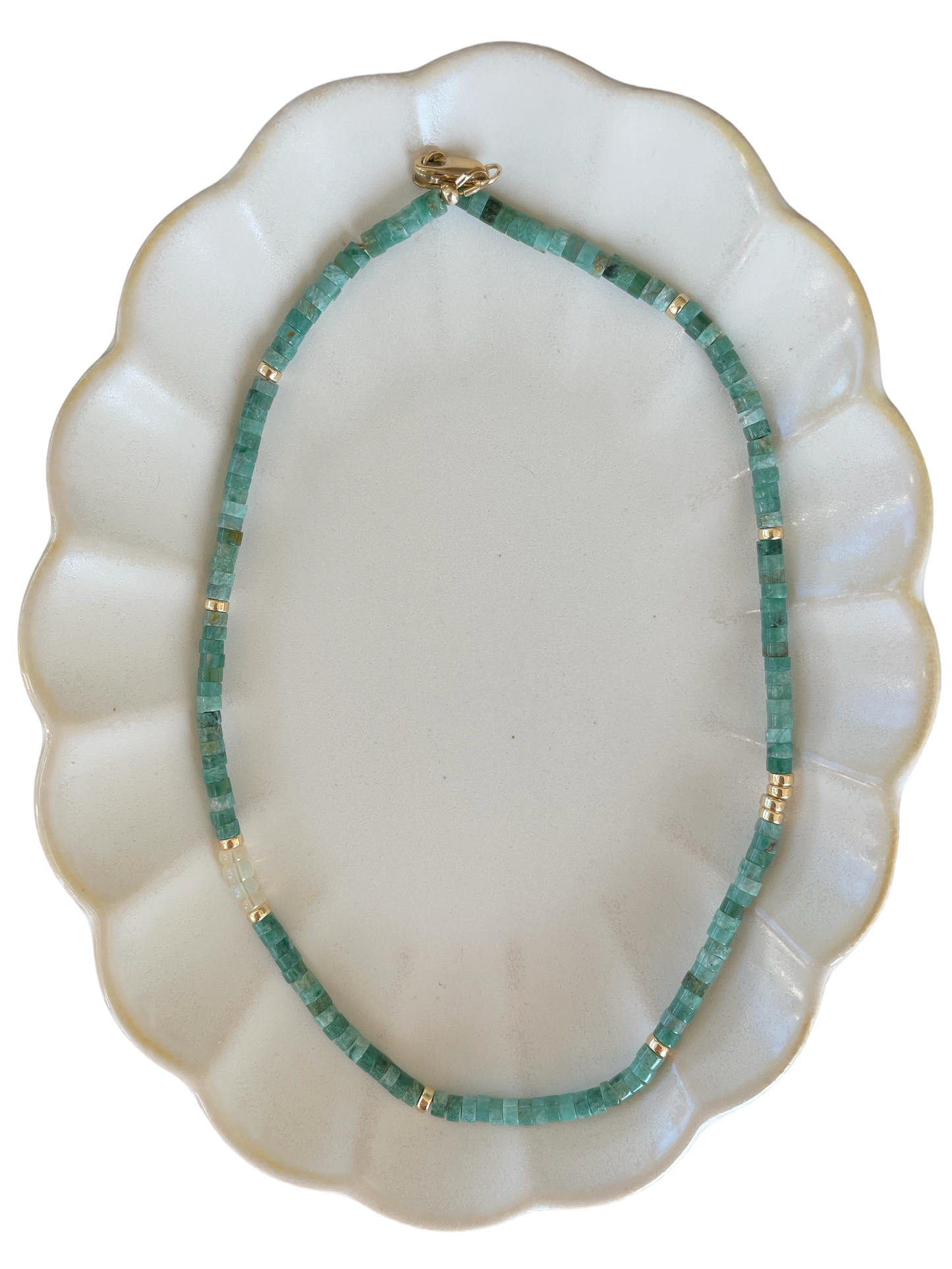 Green jasper & opal necklace